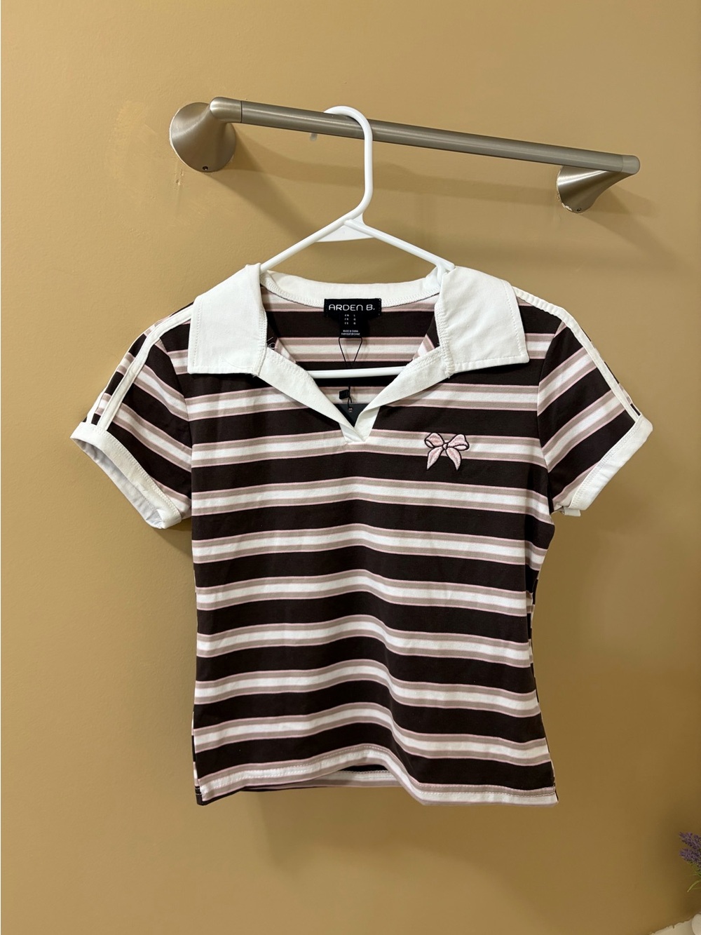 Collared Cropped Bow Top Y2K L NWT